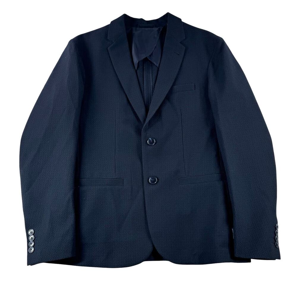 Armani Exchange Blazer Mens 40 Dark Blue Textured 2 Button Suit Jacket Business